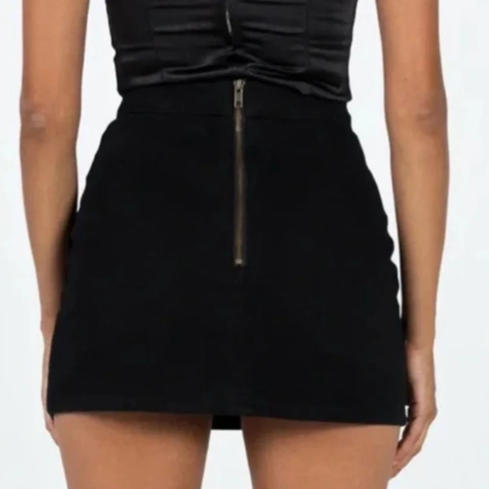 Lioness Womn M Black Denim 90s Y2K Grunge Side Slit High Waisted Lola Mini Skirt